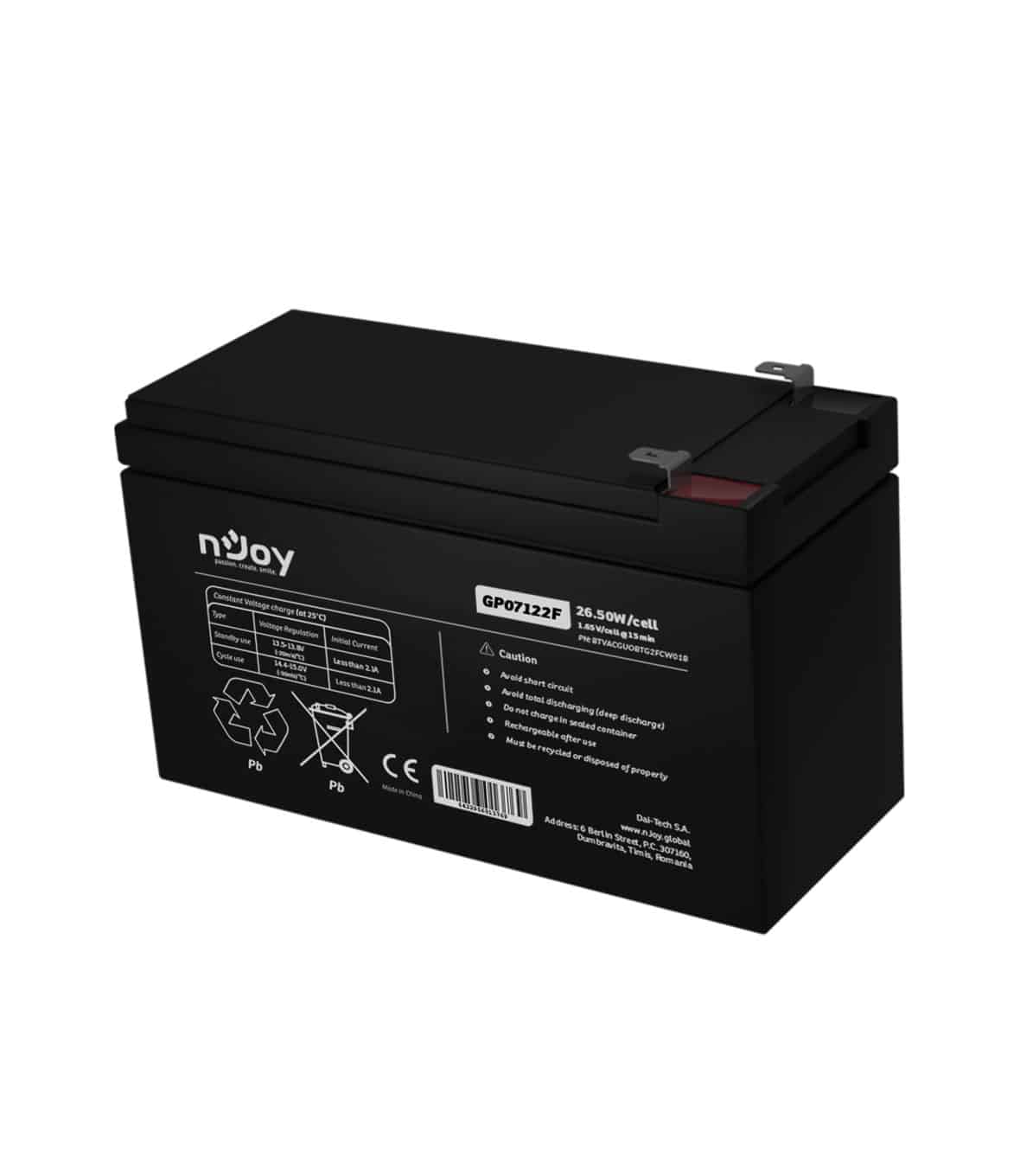 nJoy Batteria Ermetica al Piombo VRLA Ricaricabile 12 V 7 Ah - immagine 5
