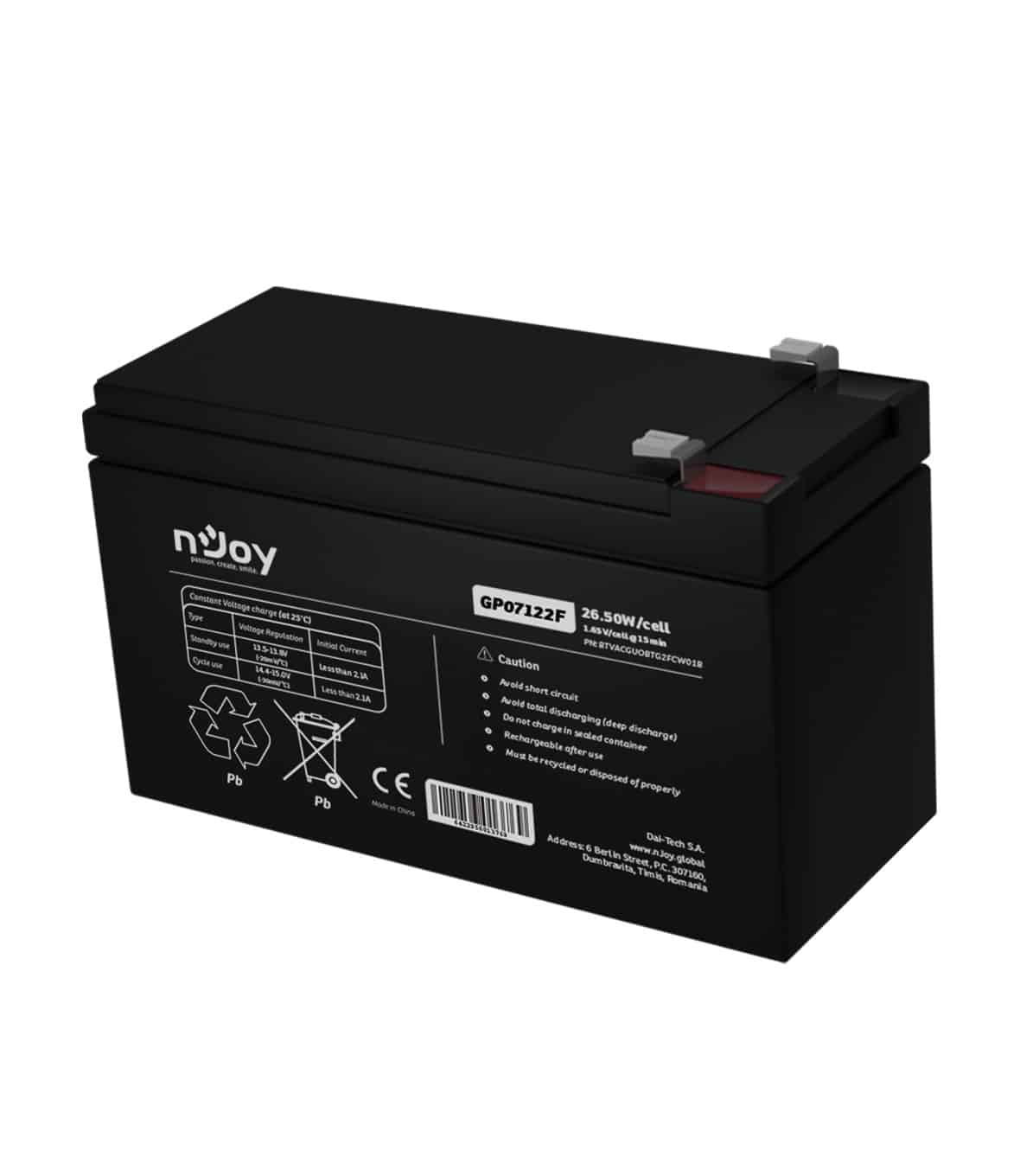 nJoy Batteria Ermetica al Piombo VRLA Ricaricabile 12 V 7 Ah - immagine 6