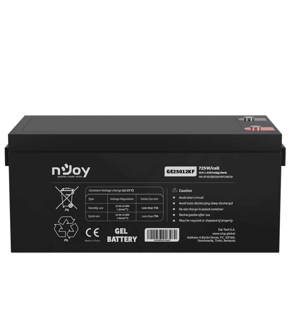 nJoy Batteria GEL 12V 60Ah a Ciclo Profondo - immagine 3