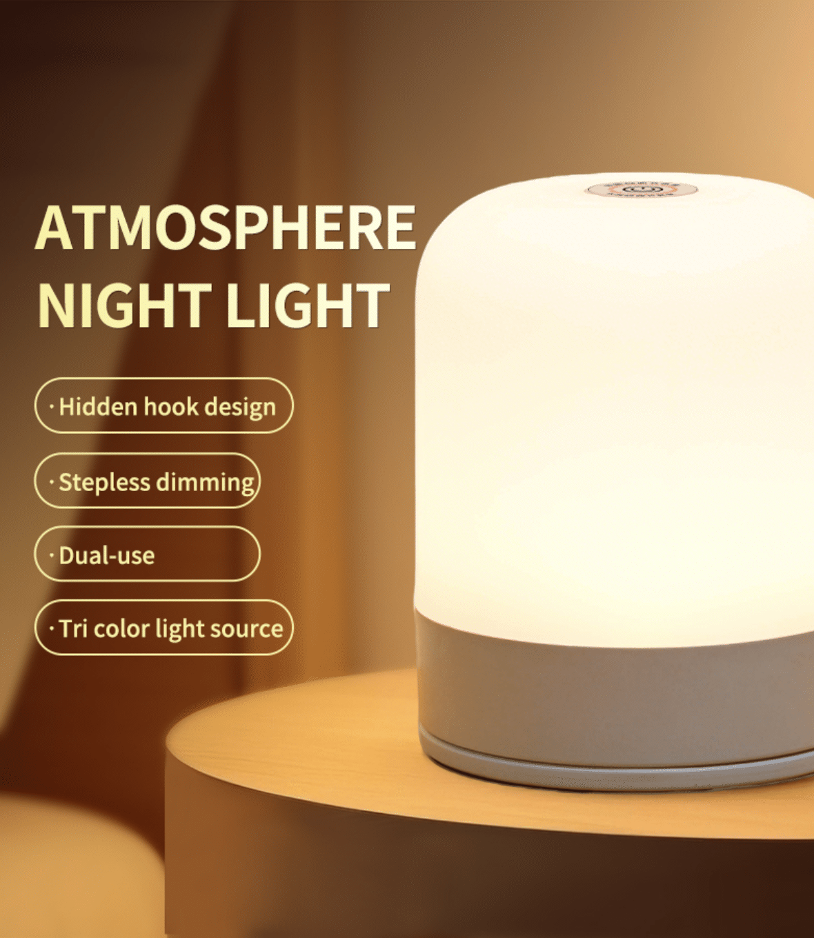 Lampada da Notte LED Ricaricabile con Telecomando | 1200mAh & 3 Tonalità di Luce Dimmerabile