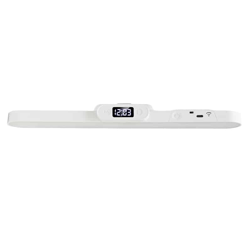 Barra LED Magnetica Scrivania 32cm con Orologio Digitale | Ricaricabile 1500mAh e Telecomando (22 LED)