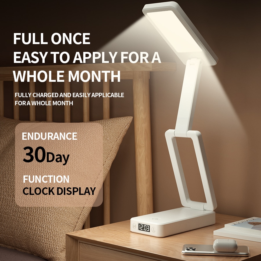 Lampada LED da Scrivania Pieghevole Ricaricabile 3000mAh | 24 LED & 3 Tonalità di Luce - immagine 4