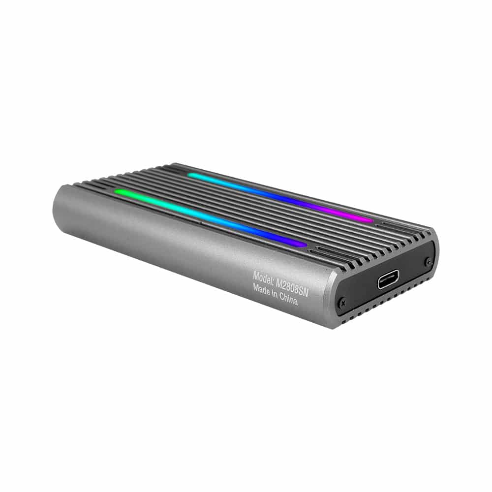 Box Esterno Nuwo NWM2808SN RGB Light M.2 SATA & NVMe SSD Case - immagine 2